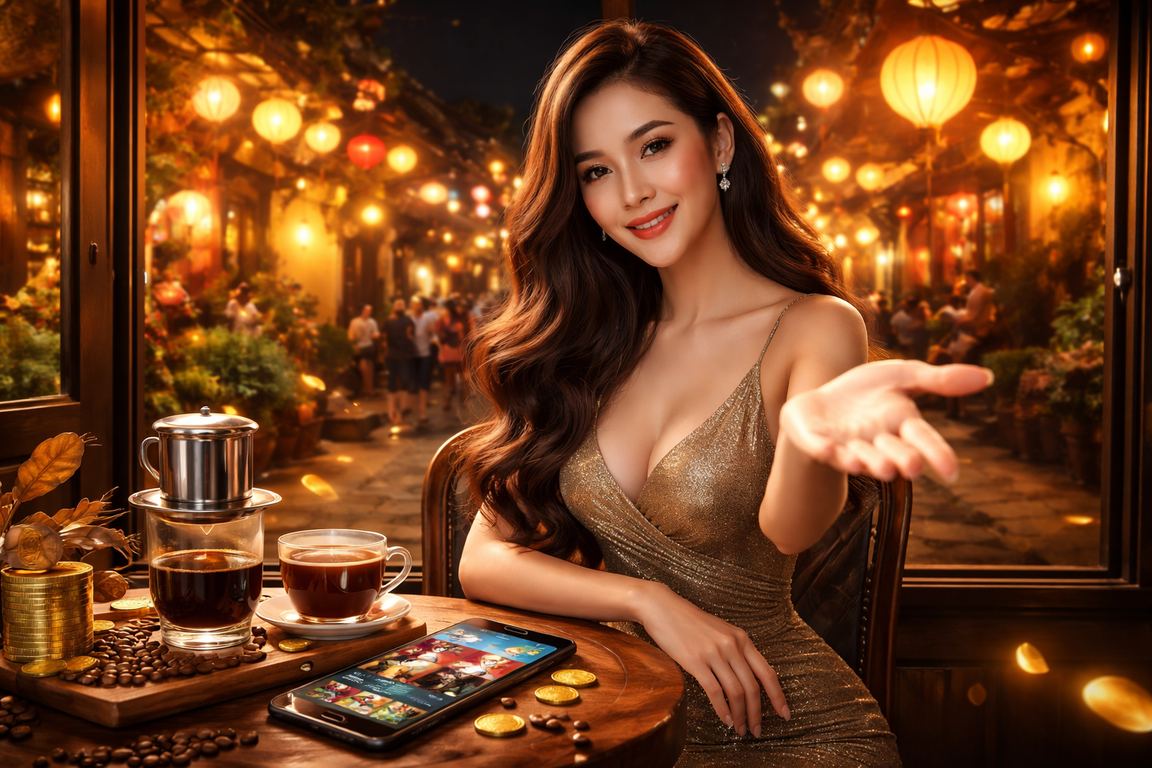 Du khách tại Hội An thư giãn và truy cập nền tảng cá cược trực tuyến trên điện thoại